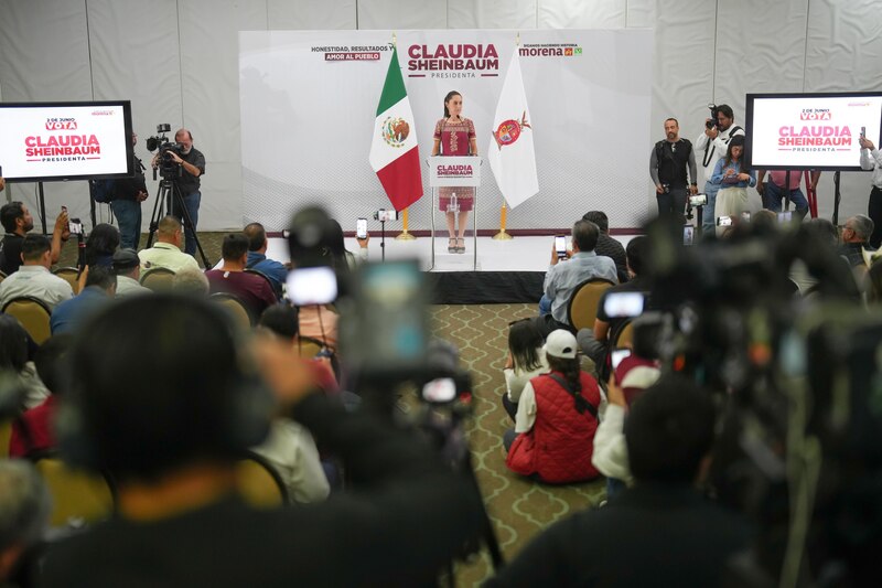 Claudia Sheinbaum, candidata de Morena a la presidencia de México, en un mitin en la Ciudad de México.