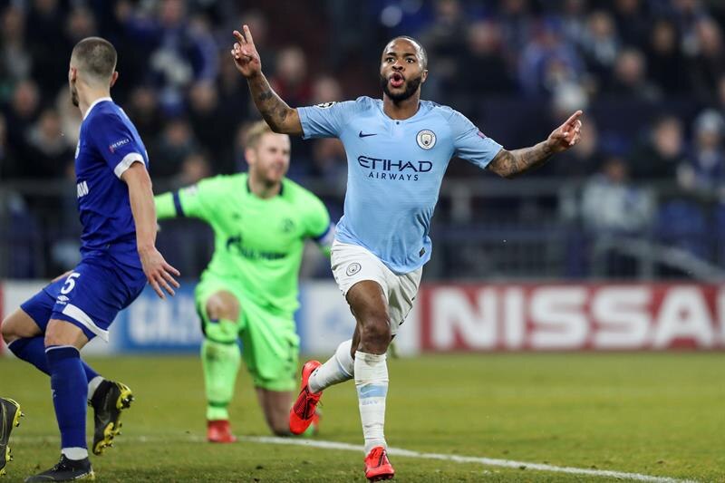 Sterling celebra el gol de la victoria del City