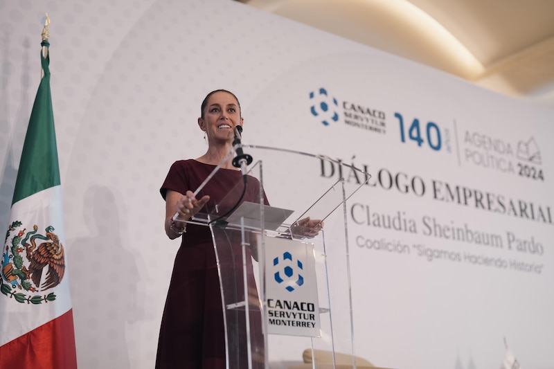 Claudia Sheinbaum, precandidata de Morena, en el foro Diálogo Empresarial organizado por la CANACO