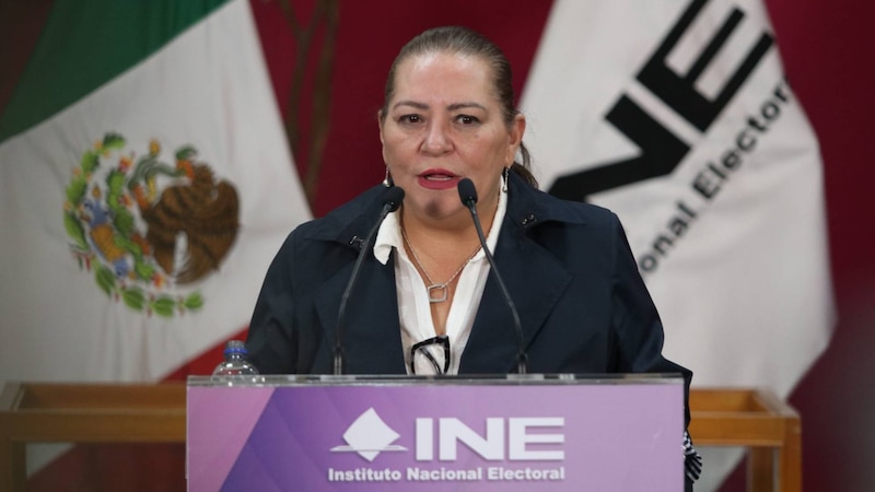 La presidenta del INE, Lorenzo Córdova, habla en una conferencia de prensa.