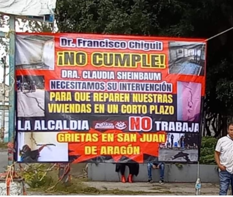Vecinos de San Juan de Aragón exigen a la alcaldía de Gustavo A. Madero que cumpla con la reparación de sus viviendas afectadas por grietas