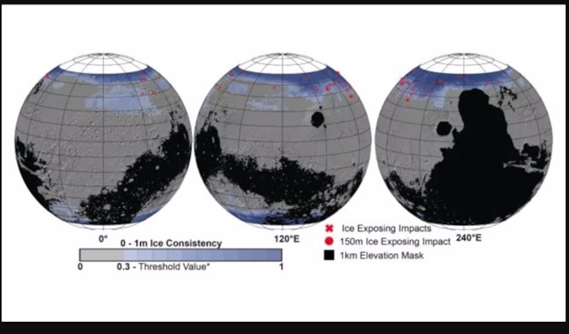 Mapa de la criosfera marciana