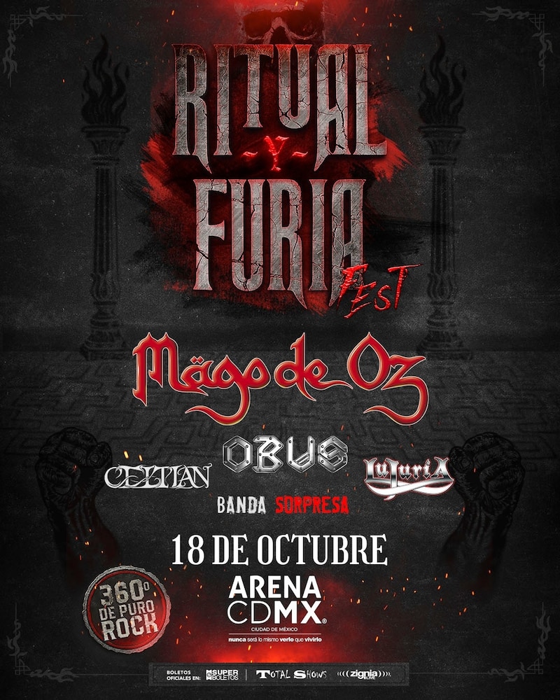 Cartel oficial de Ritual y Furia Fest en la Arena CDMX