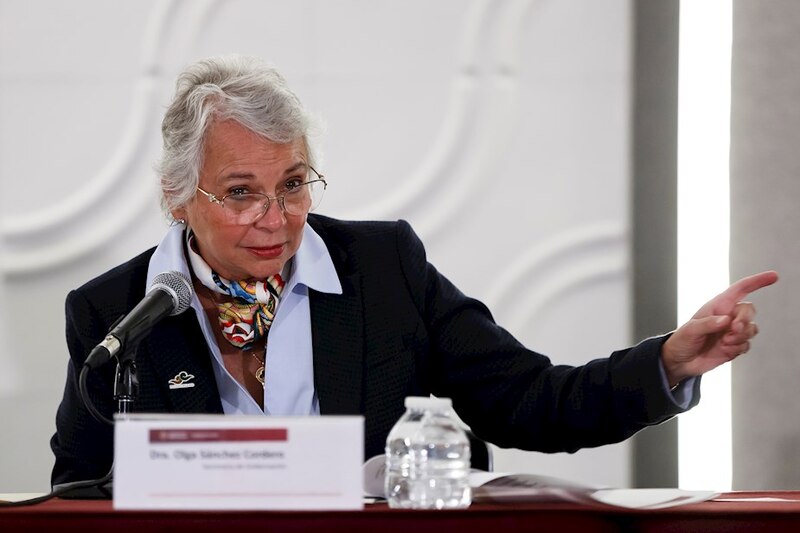 La Dra. Olga Sánchez Cordero, Secretaria de Gobernación de México, habla en un evento público.