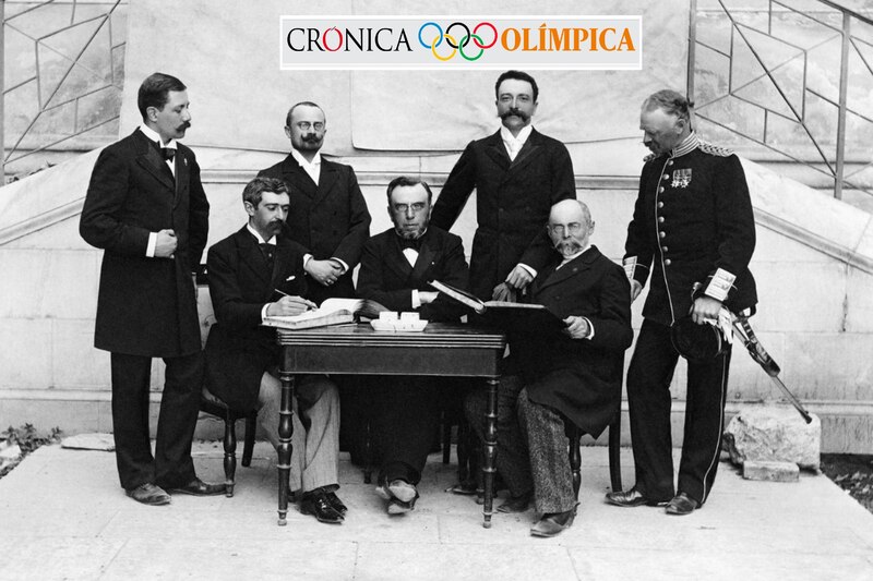 Pierre de Coubertin y los miembros del COI en 1894