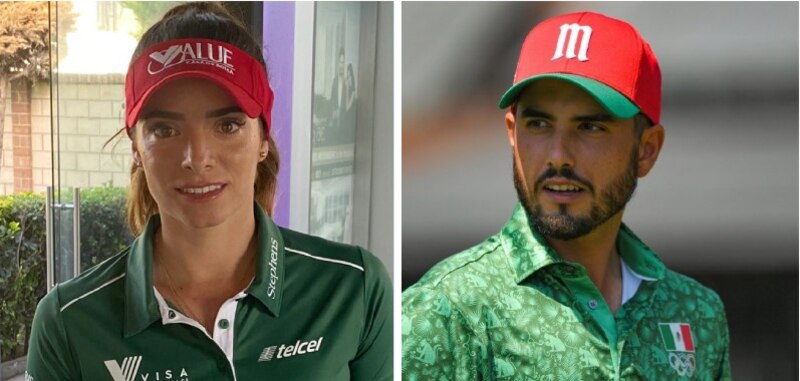 La golfista mexicana Gaby López y el golfista mexicano Abraham Ancer.