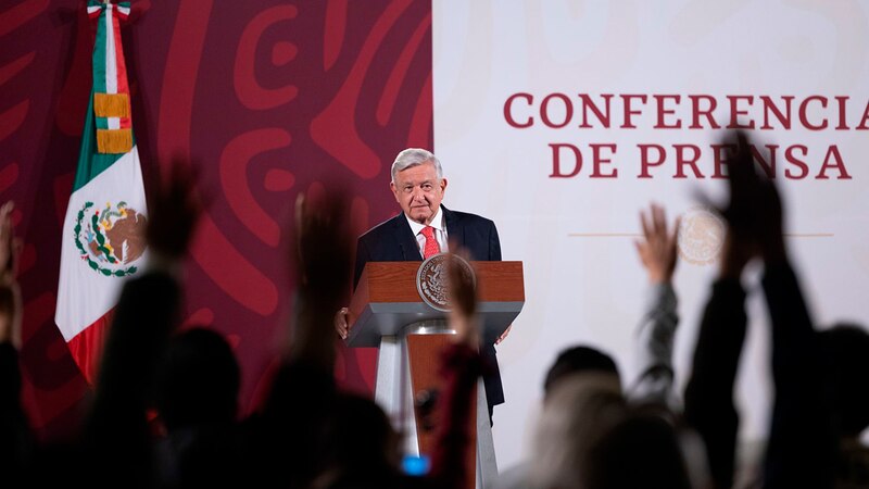 El presidente López Obrador en una conferencia de prensa