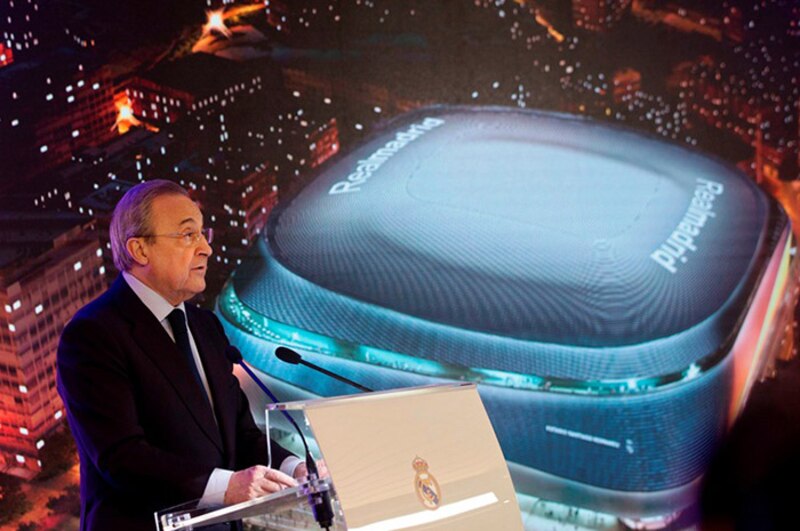 Florentino Pérez, presidente del Real Madrid, durante la presentación del nuevo estadio Santiago Bernabéu.