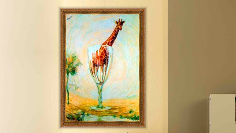Jirafa en una copa de vino
