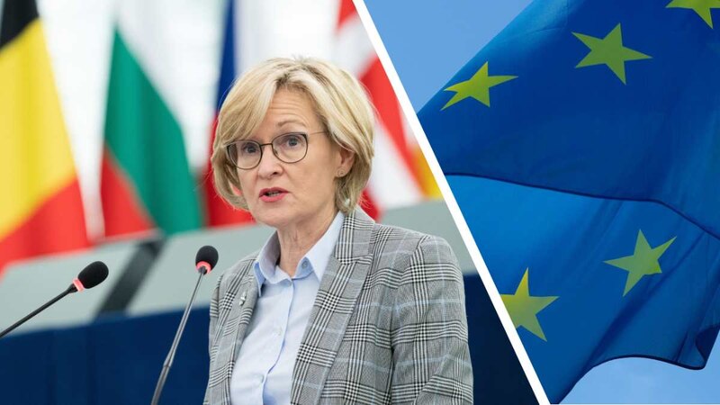 La presidenta de la Comisión Europea, Ursula von der Leyen, pronuncia un discurso ante el Parlamento Europeo.