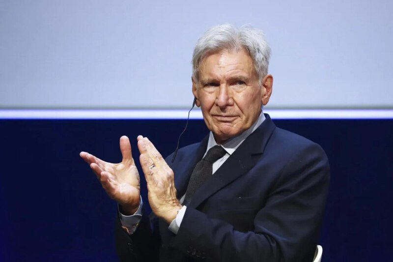 Harrison Ford, el actor de Indiana Jones y Han Solo, en una conferencia de prensa.