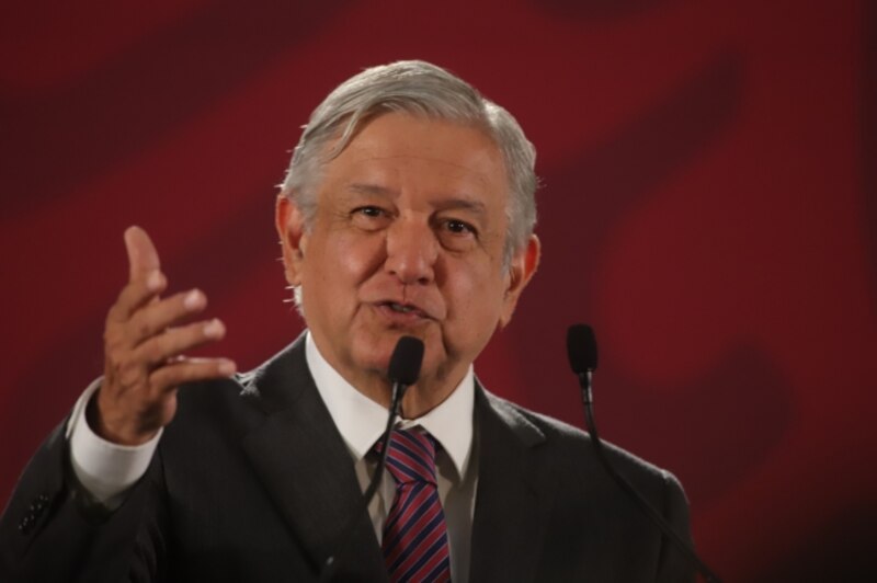 El presidente Andrés Manuel López Obrador da un discurso.
