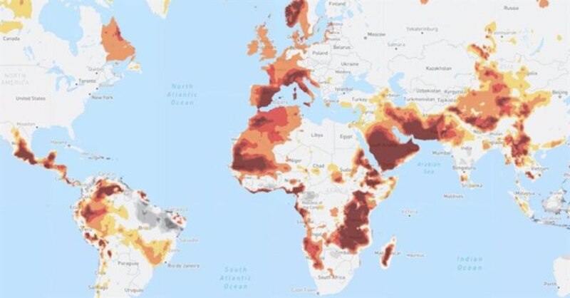 Mapa de las zonas áridas del mundo