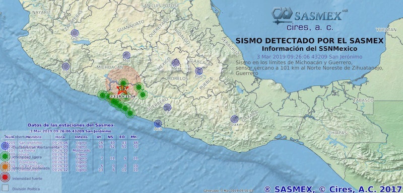 Sismo de magnitud 5.3 sacude Michoacán y Guerrero