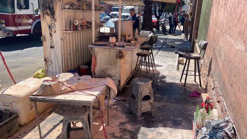 Incendio en un puesto de comida callejera en México