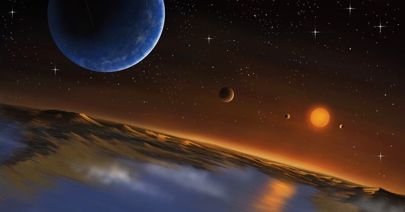 Un planeta azul y brillante en el espacio