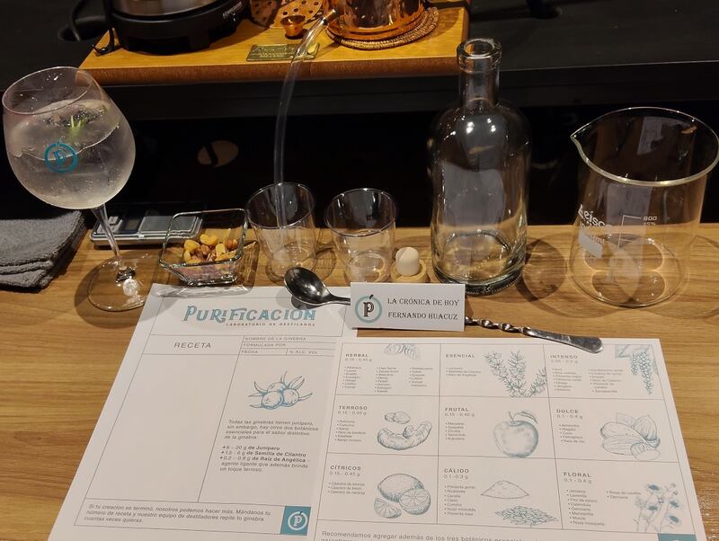 Experiencia sensorial de destilados de ginebra en Purificación