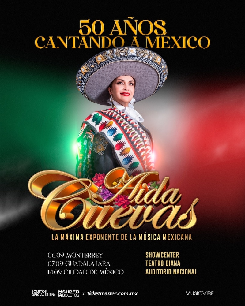 Cartel oficial del concierto de Aída Cuevas por el 50 aniversario de trayectoria artística