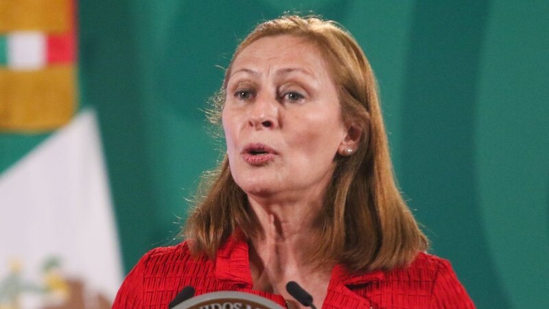 La Secretaria de Gobernación, Olga Sánchez Cordero, durante una conferencia de prensa.