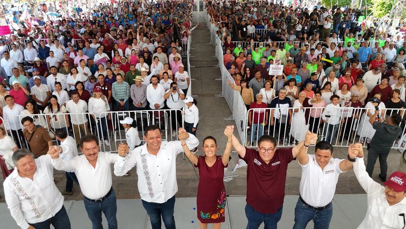 Multitudinario mitin de apoyo a la candidata presidencial de Morena, Claudia Sheinbaum