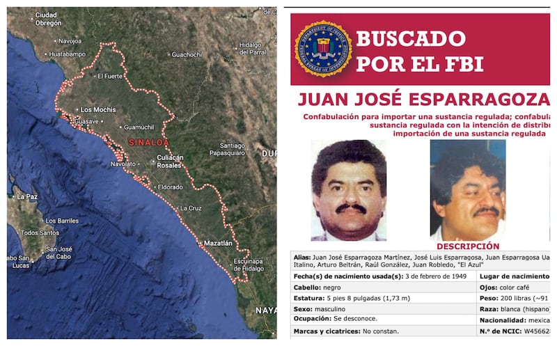 Juan José de Jesús Esparragoza "El Azul". Su ficha de búsqueda por parte del FBI continúa activa a pesar de que se ha reportado su muerte de forma extra oficial.