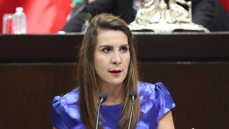 La diputada Margarita Zavala da un discurso en el Congreso de la Unión.