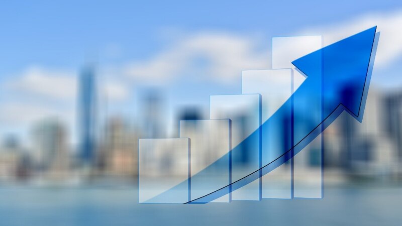 Gráfico de barras que muestra el crecimiento de una empresa