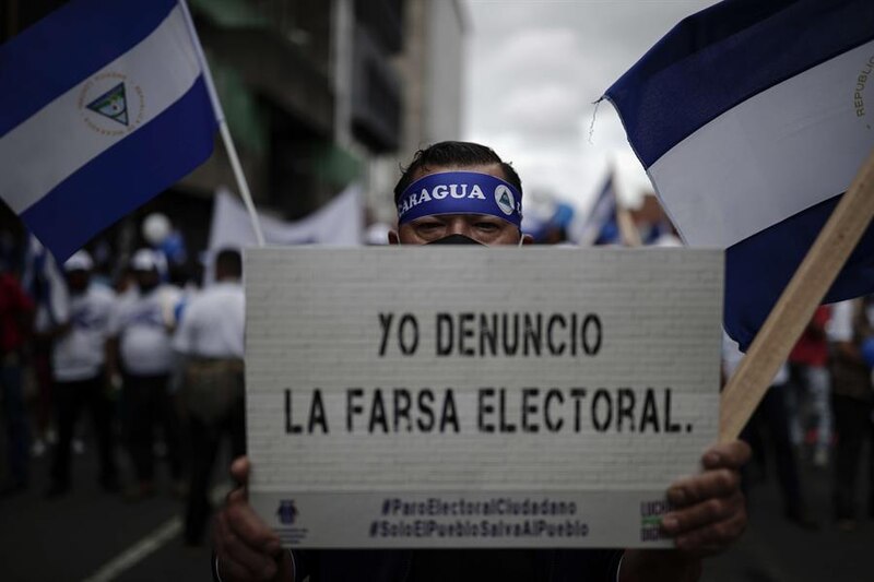 Protesta contra el fraude electoral en Nicaragua