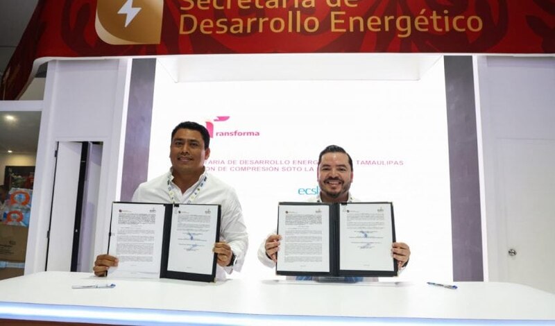 Firma de convenio para la instalación de una planta de compresión de gas natural en Soto la Marina, Tamaulipas.
