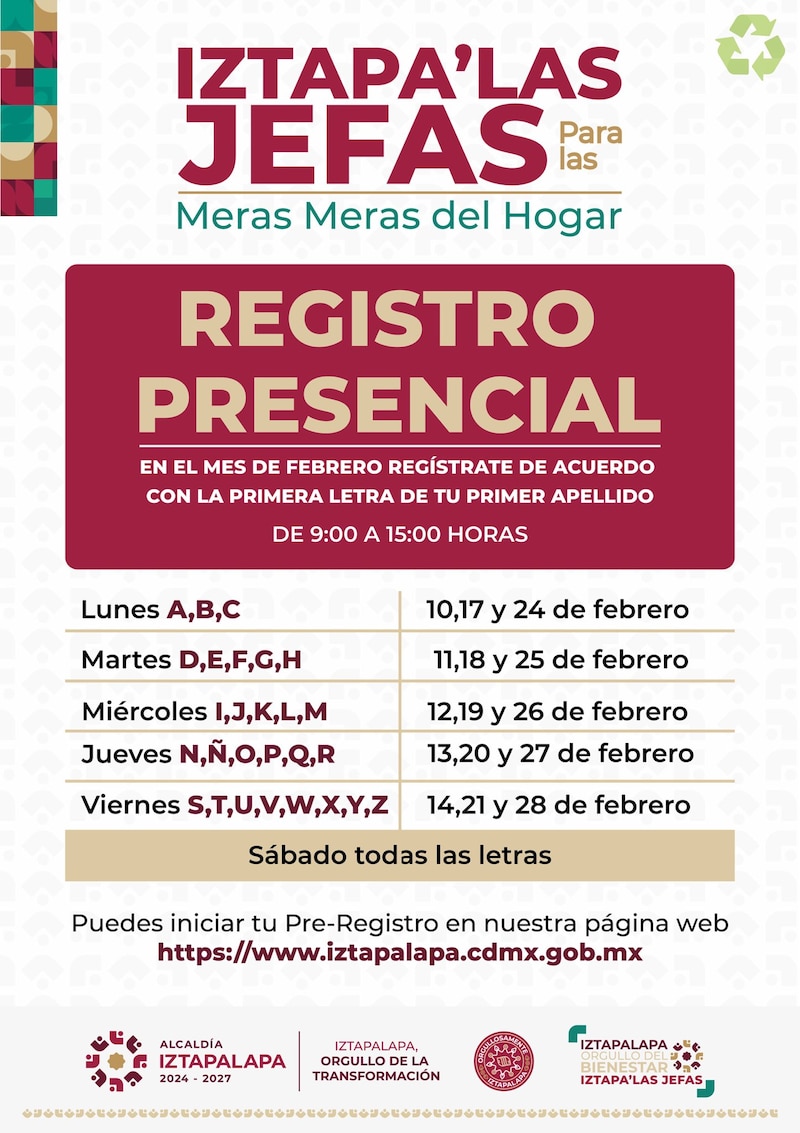 Calendario y fechas oficiales del registro para el programa social Iztapa'Las Jefas 2025 de la alcaldía Iztapalapa en la Ciudad de México.