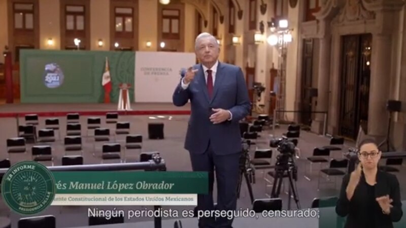 El presidente Andrés Manuel López Obrador durante su informe de gobierno.