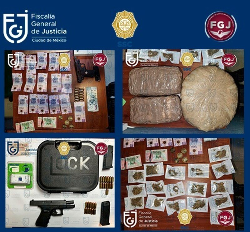 Decomisan droga, armas y dinero en cateos en la Ciudad de México