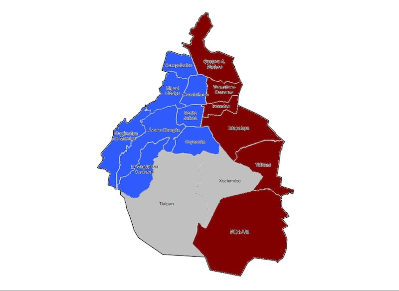 Mapa de las alcaldías de la Ciudad de México