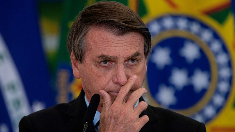 El presidente Jair Bolsonaro durante una conferencia de prensa