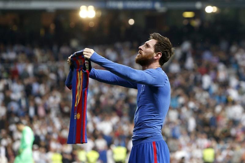 Messi celebra el gol de la victoria del Barcelona