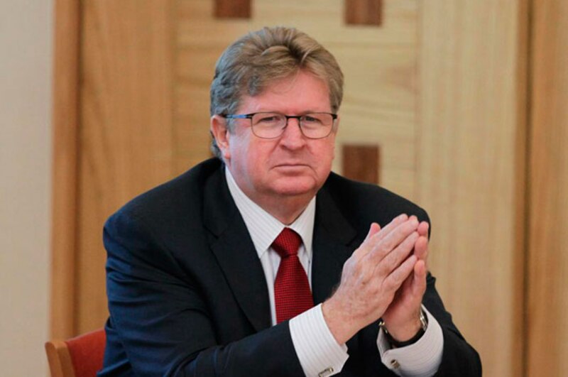 El presidente de Ucrania, Volodimir Zelenski, da un discurso.