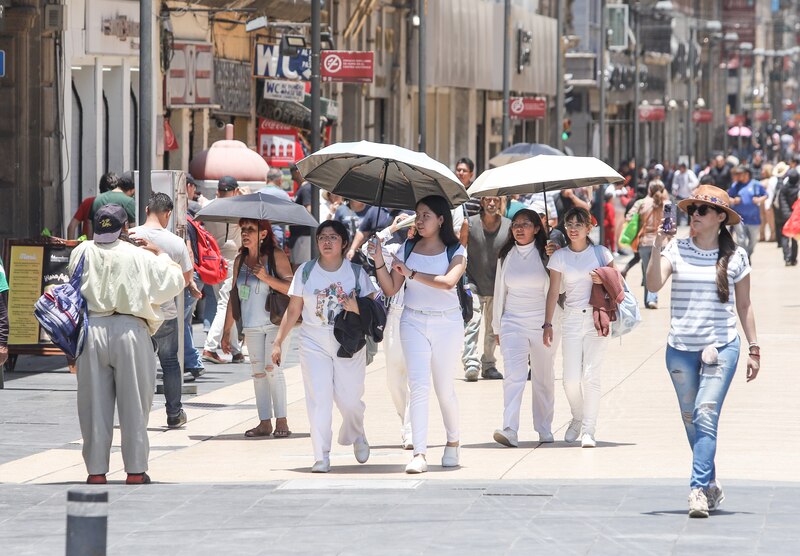 Mujeres caminando por la calle en un día soleado