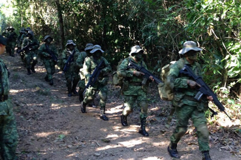 Soldados del ejército mexicano en la selva