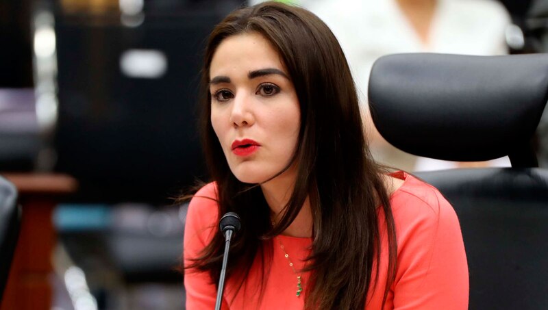 La senadora colombiana Paloma Valencia habla en el Congreso