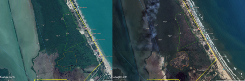 Comparación de imágenes satelitales de la deforestación en la Amazonía