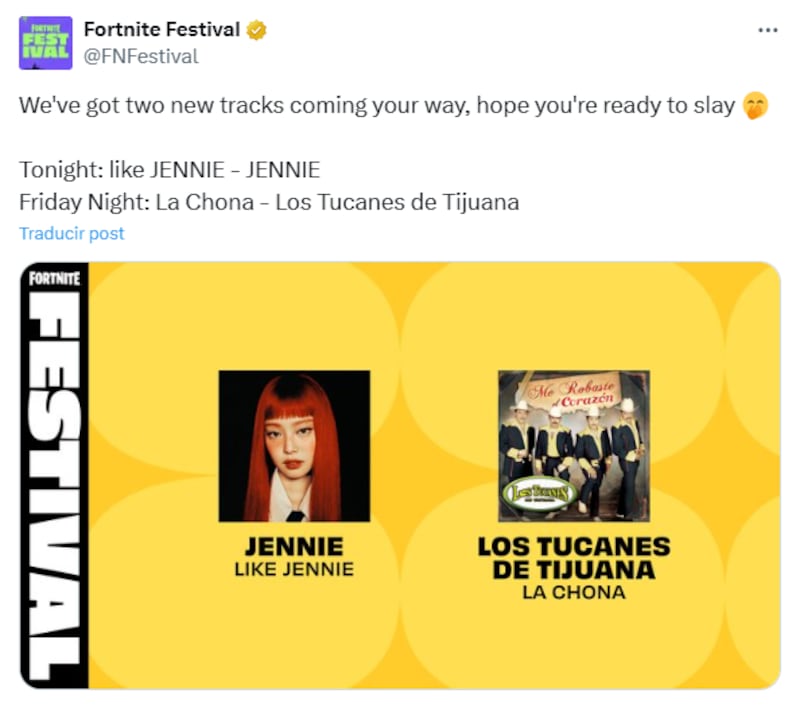 La Chona de Los Tucanes de Tijuana llegará a Fortnite Festival este viernes 21 de noviembre.