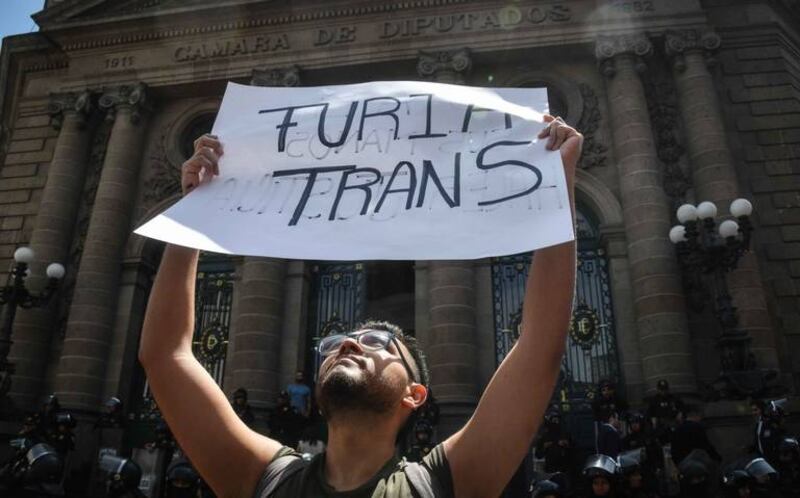 Protesta contra la transfobia en Argentina