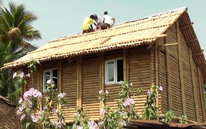Construcción de una casa de bambú