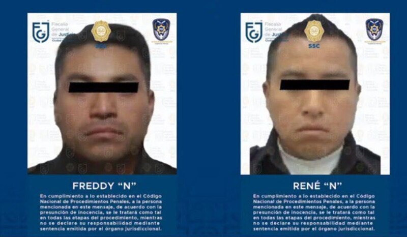 Title:
Dos hombres son presentados por la policía como presuntos delincuentes.