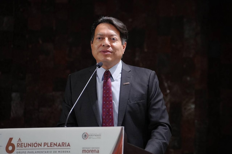 El diputado federal por Morena, Mario Delgado, durante una reunión plenaria del grupo parlamentario.