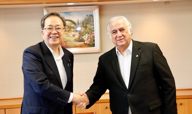 El presidente de Sony, Kenichiro Yoshida, se reúne con el presidente de Telefónica, José María Álvarez-Pallete.