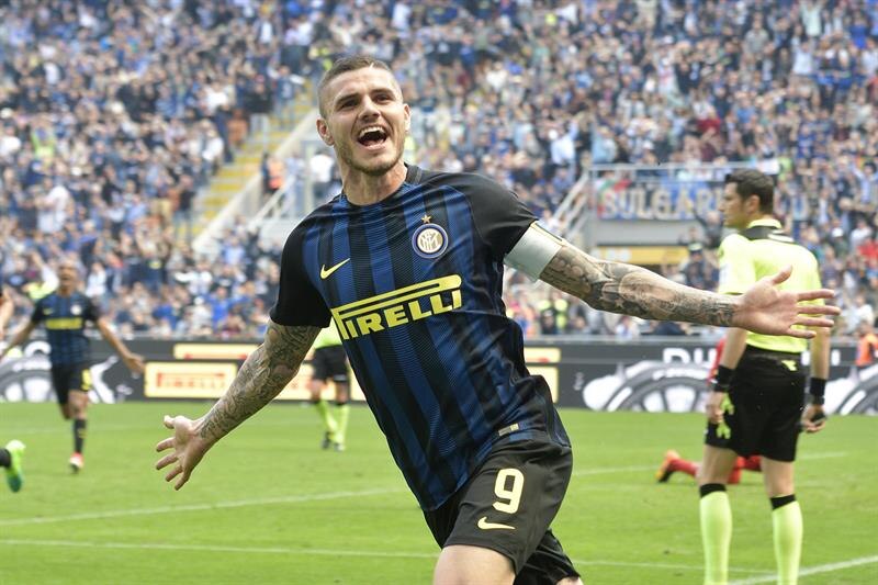 Mauro Icardi celebra un gol con el Inter de Milán