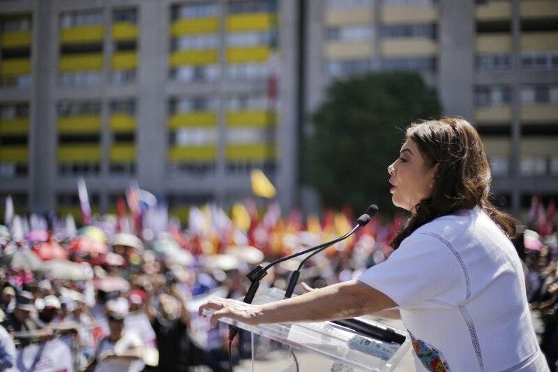 La presidenta Cristina Fernández de Kirchner hablando en un acto político.
