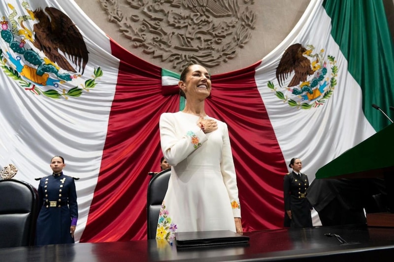 La presidenta de México, Claudia Sheinbaum, durante su discurso en el Congreso de la Unión.