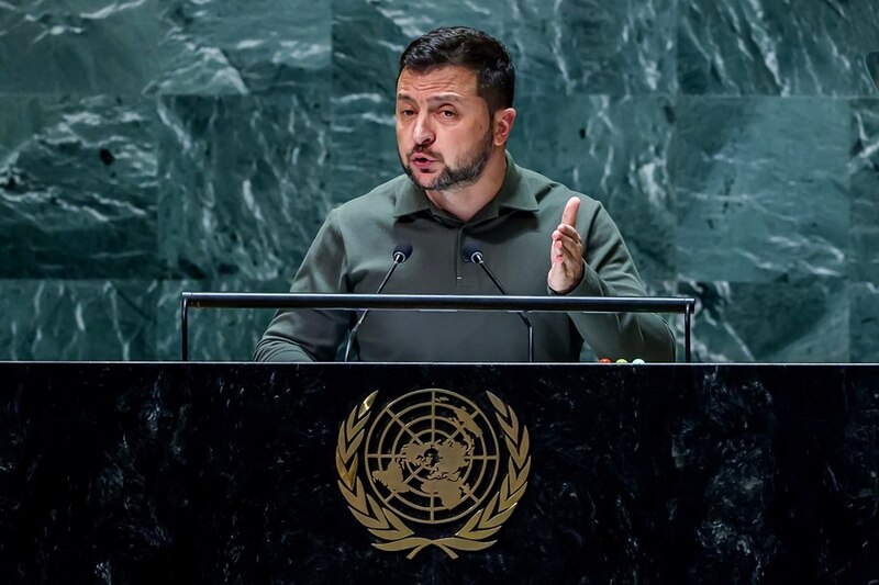 El presidente ucraniano, Volodimir Zelenski, se dirige a la Asamblea General de la ONU